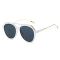 Classic white aviator sunglasses with gold double bridge and dark tinted lenses - Regular / Standard (Incl. 13% VAT Invoice) White Frame Full Gray Lenses