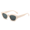 Fashionable cat eye sunglasses with thick cream frame and dark grey lenses - Regular / Standard Cream Frame with Grey Lenses