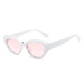 Fashion cat eye sunglasses with thick white geometric frame and light pink lenses - Regular / Standard (Incl. 13% VAT) White Frame & Double Pink Lenses
