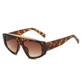 Flat top oversized tortoiseshell sunglasses with brown gradient lenses and gold rivets - Regular / Leopard Frame Gradient Brown Lens