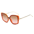 Cat-Eye-Sonnenbrille mit orangefarbenem Wellenrahmen und goldenen Bügeln - Normal / Oranger Rahmen mit tee-rosa Gläsern