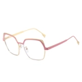 Montatura occhiali retrò poligonale in metallo rosa e oro con lenti trasparenti - Montatura Oro Rosa
