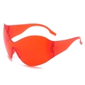 Gafas de sol steampunk Y2K de gran tamaño con lentes envolventes rojos translúcidos - Lente Roja