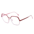 Montatura occhiali poligonale in metallo con design vintage bicolore rosa e rosso - Montatura Oro e Rosso