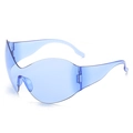 Gafas de sol Steampunk Y2K de gran tamaño con lente de visera azul translúcida - Azul