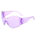 Gafas de sol steampunk Y2K extragrandes con montura envolvente morada para mujer a la moda - Lente Púrpura