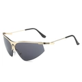 Fashionable rimless rimless geometric sports sunglasses with gold frames and grey lenses - Gold Frame Grey Lens