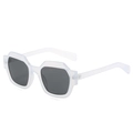 Fashionable translucent light blue geometric sunglasses with dark grey lenses in 45-degree view - Regular / Regular (Incl. 13% VAT) White Frame Grey Lenses