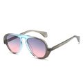 Aviator sunglasses with blue and grey translucent frames and pink gradient lenses - Blue Gray Frame Gray Pink Lens