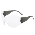 Steampunk oversized Y2k sunglasses with transparent wrap frame and dark grey temples - Clear Lens Black Legs