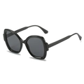 Modische Oversize-Schmetterlings-Sonnenbrille mit schwarzen Gläsern und glattem Rahmen Design - Schwarzer Rahmen Graue Gläser