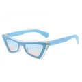 Occhiali da sole cat-eye geometrici azzurri con lenti sfumate rosa e blu fashion - Montatura Blu Lenti Blu Rosa