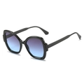Übergroße Schmetterling Sonnenbrille mit schwarzem Rahmen und blau-violettem Verlauf - Schwarzer Rahmen Graublaue Gläser
