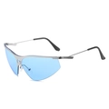 Occhiali da sole sportivi a semicerchio con montatura argento e lenti azzurre - Montatura Argento Lente Blu