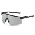 Occhiali da sport con montatura nera opaca e lenti a specchio argento per ciclismo e outdoor - Montatura Nera Specchio Argento