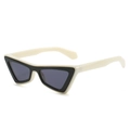 Cat eye triangle sunglasses in cream and black contrast frames with dark grey lenses - Creamy White Frame Grey Lens