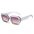 Square translucent grey sunglasses with gradient lenses and rivet studs on the frame - Grey Frame Purple Pink Lens