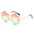 Rimless flower shaped sunglasses with rainbow gradient lenses and slim gold metal frame - Regular / Gold Frame Gradient Red Yellow Green Lens