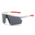 Outdoor-Sport-Radbrille mit weißem Rahmen, grauen Gläsern und roten rutschfesten Bügelenden - Normal / Regulär (inkl. 13 % MwSt.) Weißer Rahmen Graue Gläser