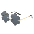 Lunettes de soleil sans monture en forme de fleur avec verres gris foncé et branches dorées - Standard / Monture Dorée Verres Gris