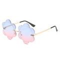 Lunettes de soleil sans monture en forme de fleur avec verres dégradés bleu et rose - Standard / Monture Dorée Verres Dégradés Bleu Rose