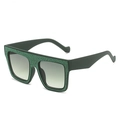 Grote vierkante groene glitter zonnebril met gradiënt glazen en donkergroene veren - Normaal / Groen Frame / Groene Lenzen