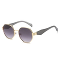 Polygonal gold metal sunglasses with gradient purple lenses and clear grey arms - Regular / Transparent Grey Legs Gold Frame Double Grey Lens