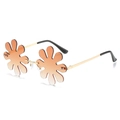 Lunettes de soleil sans monture en forme de fleur avec verres dégradés orange et métal doré - Monture Dorée Verres Ambrés Dégradés