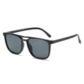 Retro flat top square sunglasses with black double bridge frame for outdoor travel - Black Frame Grey Lens