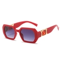 Polygonal sunglasses featuring red hexagonal frame with purple gradient lenses and red crystal - Regular / Red Frame Grey Lens