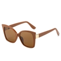 Occhiali da sole cat eye marrone caramello con eleganti stanghette in metallo dorato - Montatura Tè Lenti Tè