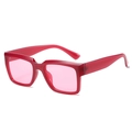 Retro vierkante zonnebril met donkerrood montuur en roze half-transparante glazen - Paars Frame Roze Lens