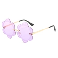 Rimless flower-shaped sunglasses with purple lenses and slim golden metal frames - Regular / Gold Frame Light Purple Lens