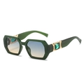 Green hexagonal sunglasses with gradient lenses and luxury emerald stone temple detail - Regular / Green Frame Green-Yellow Gradient Lens