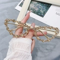 Lunettes œil de chat dorées avec diamants champagne pour des soirées mode - Monture Dorée Verres Blancs