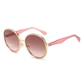 Lunettes de soleil ovales aux verres dégradés roses et montures dorées texturées - Standard / Régulier (TVA 13% incluse) monture dorée verres marron-rose (branches roses)