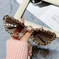 Lunettes de soleil œil de chat de luxe avec strass marron et verres dégradés thé - Monture Dorée Verres Dégradés Thé