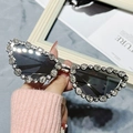 Occhiali da sole luxury cat-eye con cristalli e lenti grigio scuro da donna - Montatura Gunmetal Lenti a Specchio Argento