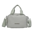 Borsa tote in nylon verde salvia con multitasche e tracolla regolabile in tessuto - Verde