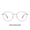 Vintage round metal frame glasses in brown and rose gold finish with acetate tips - Polygonal Circular Frame / Brown/Rose Gold