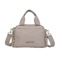 Grande borsa tote in nylon grigio beige con tasche multiple e tracolla regolabile pratica - Albicocca
