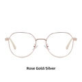 Classic oversized round frame metal glasses in a stylish rose gold finish on white background - Polygonal Circular Frame / Rose Gold/Beige
