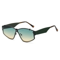 Occhiali da sole oversize con lenti sfumate blu giallo e montatura verde scuro opaca - Montatura Nera Lenti Verde Giallo