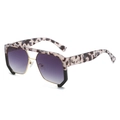 Punk oversized tortoiseshell sunglasses with purple gradient lenses and gold bridge - Regular / Regular (Incl. 13% VAT Invoice) Tortoiseshell Frame & Double Grey Lenses