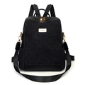 Zaino da donna nero versatile con motivi a gatto goffrati e dettagli dorati - Stile 2 / Nero