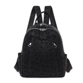 Sac à dos femme imprimé léopard avec texture douce et compartiments à double fermeture - Noir