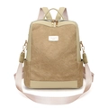 Zaino beige in ecopelle con orsetti goffrati e tracolla in tessuto regolabile - Stile 2 / Bianco Sporco