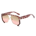 Punk oversized camouflage sunglasses with red-brown frames and yellow-pink gradient lenses - Regular / Standard Purple Floral Frame & Tea Pink Lenses