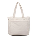 Borsa tote beige in nylon trapuntato capiente con tasche laterali per l'uso quotidiano - Bianco Sporco