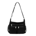 Borsa tote in velluto a coste nero con tre tasche a zip e tracolla regolabile - Nero